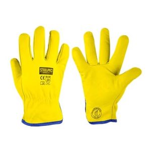GUANTE DE CUERO BADANA AMARILLO STEELPRO (PAR)