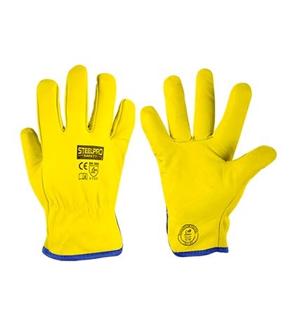 GUANTE DE CUERO BADANA AMARILLO STEELPRO (PAR)